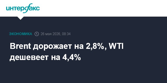 Brent дорожает на 2,8%, WTI дешевеет на 4,4%